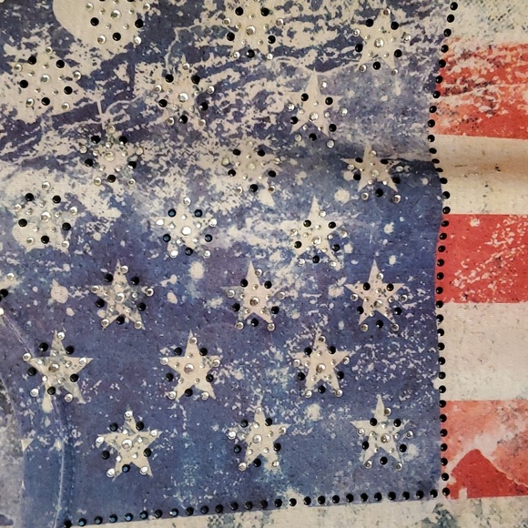 Bling Bling Women's USA Flag Ladies Fit Crewneck Shirt - Picture 3 of 6